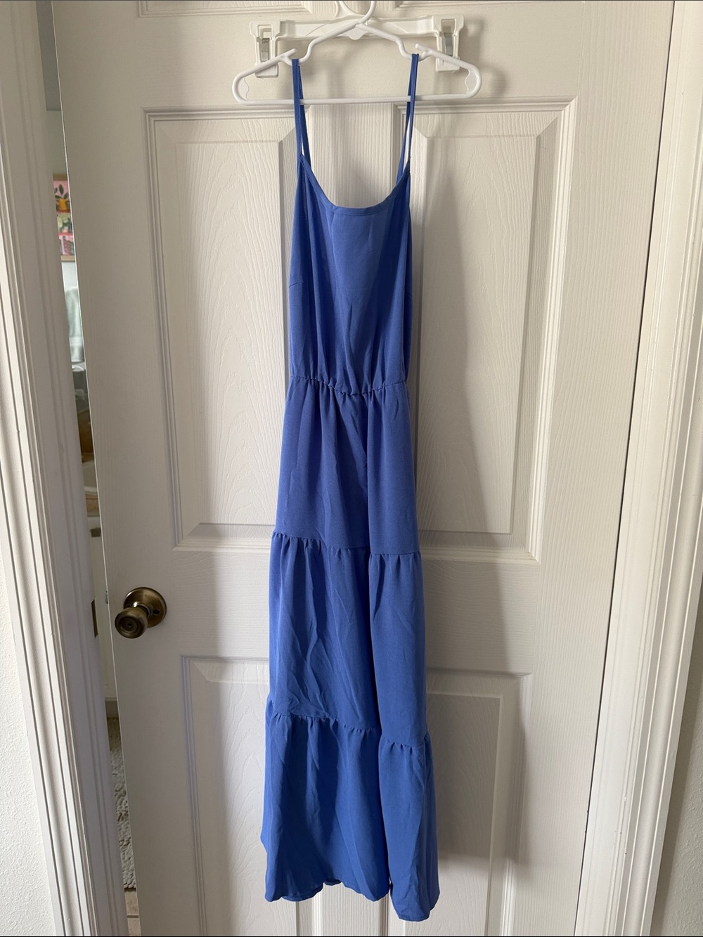 Blue Tiered Spaghetti Strap Maxi Dress